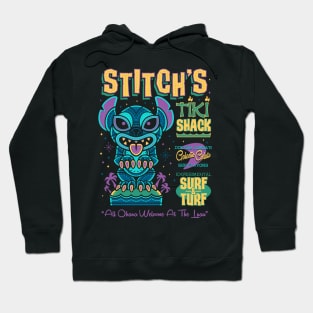 Stitch Tiki Shack - Creepy Cute - Vintage Retro Surf Vacation Hoodie